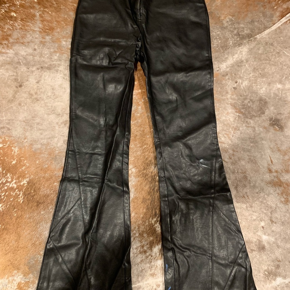 I.AM.GIA Black Flare Wide Leg Jeans Vegan Leather